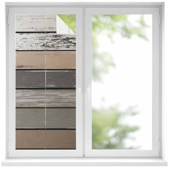 Retro Dark Grey Stripe Window Privacy Film Peeling Paint Effect Theme Decorative Glass Window Film UV Blocking Static Cling Non-Adhesive Sticker Covering for Home Door 19.6 x 39.3 inches