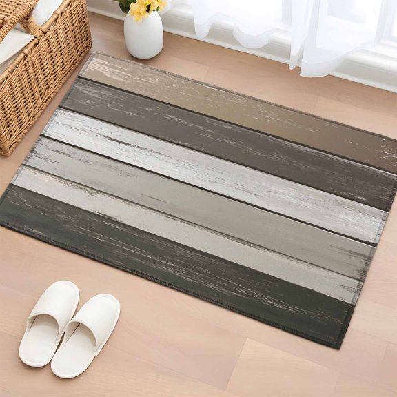 Retro Dark Grey Stripes 2'x3' Rug for Entryway Front Door Kitchen Sink Area, Peeling Paint Effect Texture Low Pile Washable Non Slip Rectangle Area Rug
