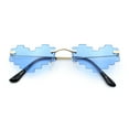 thumbnail image 1 of Retro Dazed Cute Nifty Pixel Heart Rimless Sunglasses Gold - Blue, 1 of 8