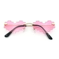 thumbnail image 1 of Retro Dazed Cute Nifty Pixel Heart Rimless Sunglasses Gold - Pink, 1 of 8