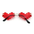 thumbnail image 1 of Retro Dazed Cute Nifty Pixel Heart Rimless Sunglasses Gold - Red, 1 of 8