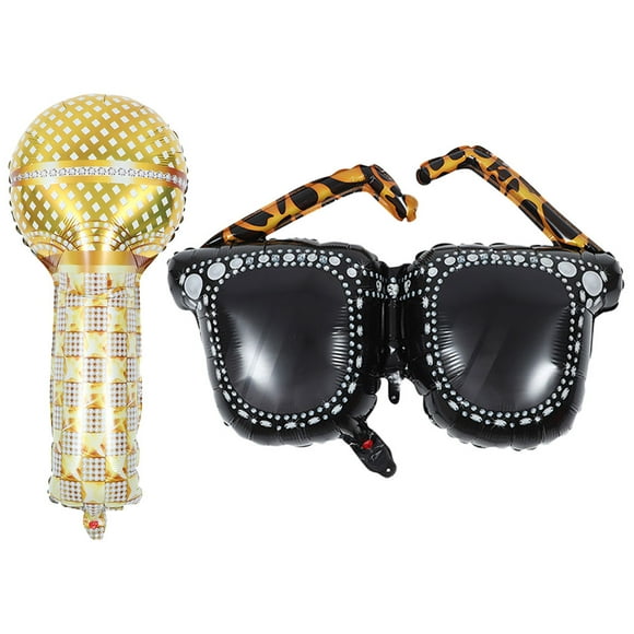 Retro Decor Microphone Inflatable Party Props Birthday Music Balloon Hip Hop Guitar Child
