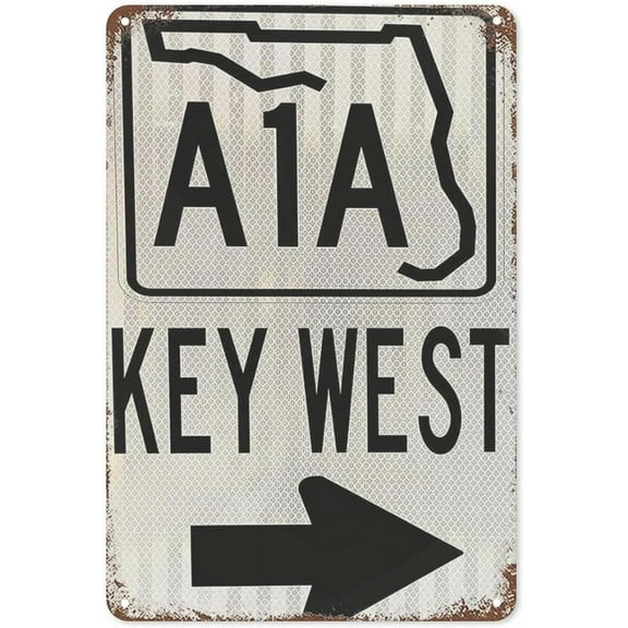 Retro Decor Tin Signs,A1A Key West Directional Sign,for garage,bar,restaurant,living room,bedroom,kitchen,cafe,bar,812inch