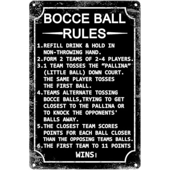 Retro Decor Tin Signs,"Bocce Ball Game Rules Sign",for garage,bar,restaurant,living room,bedroom,kitchen,cafe,bar,812inch