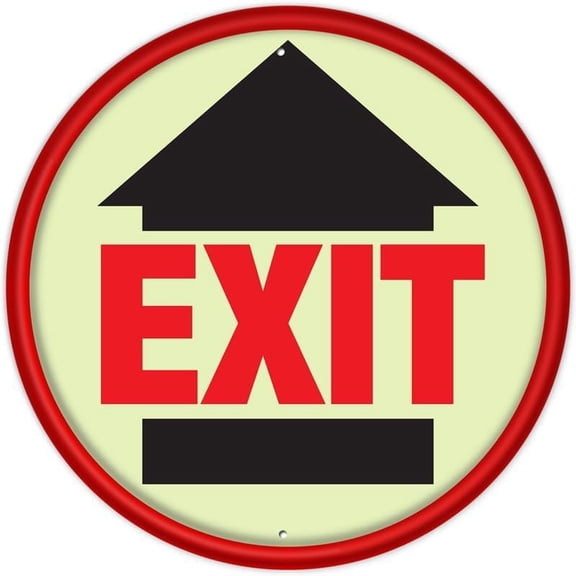 Retro Decor Tin Signs Glow Exit Sign Safety Restriction Alert Attention Caution Warning Notice Aluminum Metal Tin 8"x8" Sign Plate