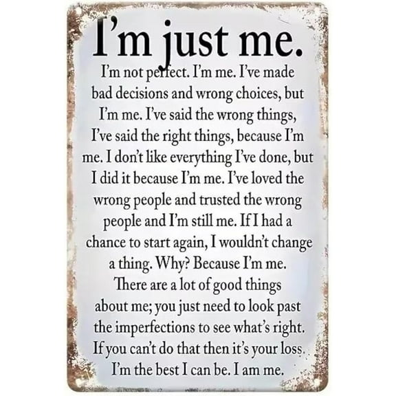 Retro Decor Tin Signs,"Self - Acceptance Affirmation Sign",for garage,bar,restaurant,living room,bedroom,kitchen,cafe,bar,812inch