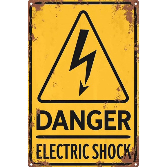 Retro Decor Tin Signs,"Warning Sign for Electric Shock Hazard",for garage,bar,restaurant,living room,bedroom,kitchen,cafe,bar,812inch