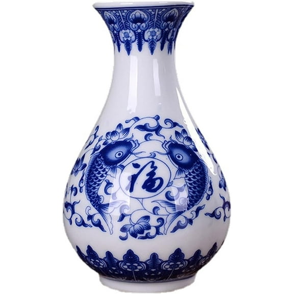 Retro Decoration Jardiniere for Homes Retro Traditional Chinese Blue and White Porcelain Vase for Flowers