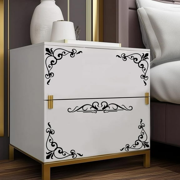 Retro Decorative Border Decals for Furniture Black Vine Wall Stickers Decal Closet Art Decor DIY Peel and Stick Simple Vinyl Mural for Dresser Nightstand Bedside Table 96x30CM Plastic