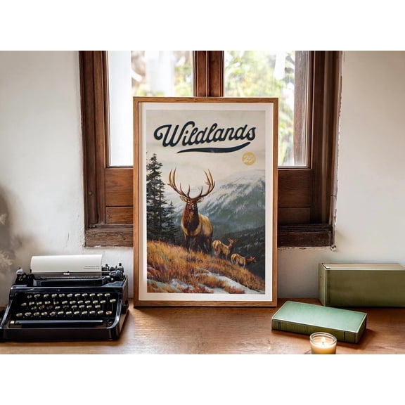 Retro Deer Hunting Art Print Outdoorsman Wall Decor, Unframed Paper Poster 8x10in