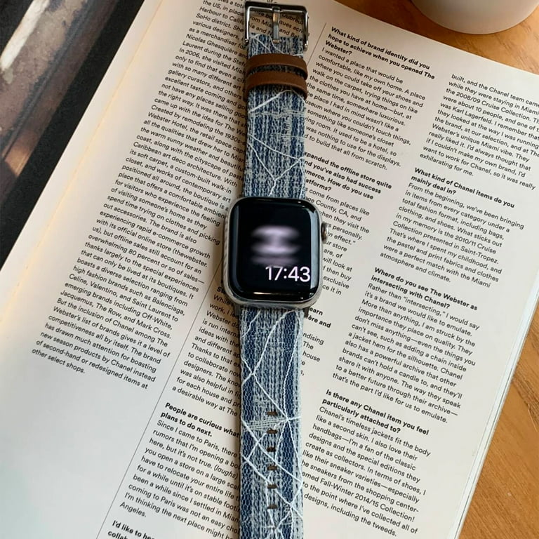 Retro Denim Band for Apple Watch Series 10 42mm, Fabric Vintage