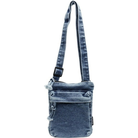 Retro Denim Crossbody Phone Bag with Zipper Pouch, Adjustable Shoulder Strap Purse for Women