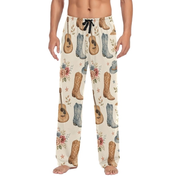 Retro Denim Men's Pajama Pants Lightweight Pjs Bottoms Sleepwear Bottom Pants with Pocket Drawstring