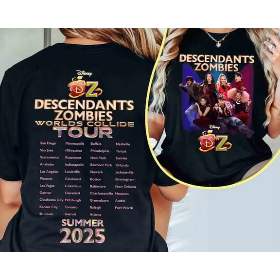 Retro Descendants Zombies World Tour 2 Sided Shirt, Disney The Rise Of Red Characters Shirts,