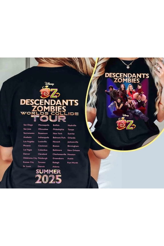 Retro Descendants Zombies World Tour 2 Sided Shirt, Disney The Rise Of Red Characters Shirts,