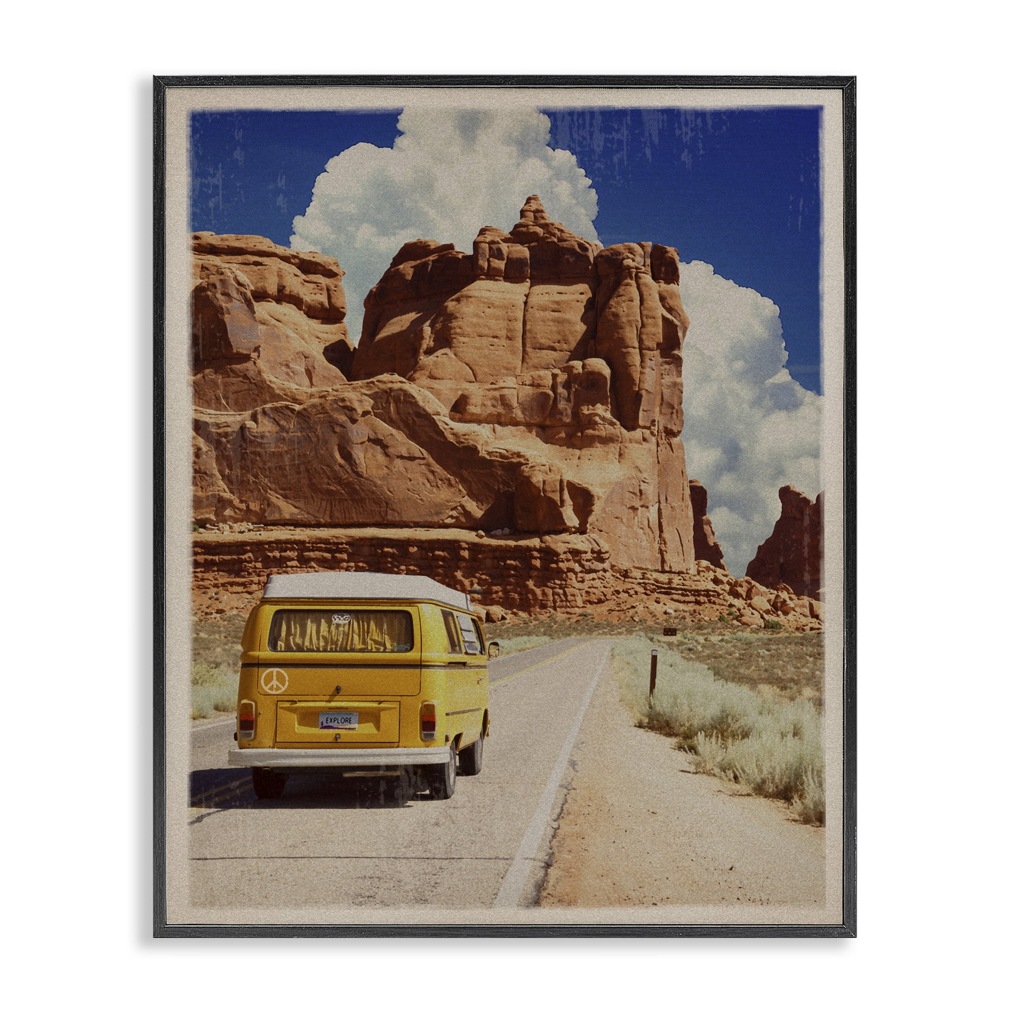 Retro Desert Adventure Black Framed Giclee Art, design by Old Red Truck