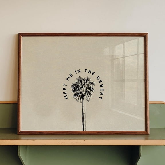 Retro Desert Print: Palm Tree Wall Art, Boho Neutral Decor, Unframed Canvas 12x16in