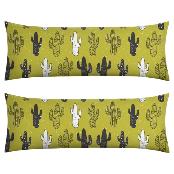 Retro Desert Succulent Body Pillow Cover 20x54 - Cozy Full Body Pillowcase with Invisible Zipper, Cute Kawaii Cactus Design - Perfect for Maternity & Sleep