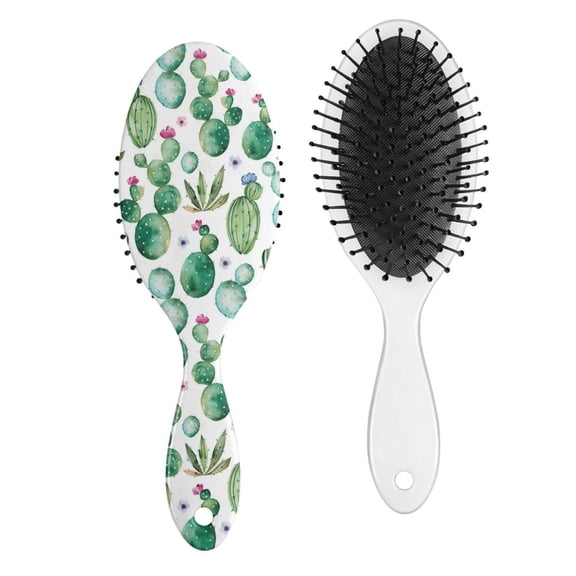 Retro Desert Succulent Hair Brush, Minimalist Botanical Cactus Detangler Paddle Brush with Cute Kawaii Boho Cactus Design, Soft Bristle Hairbrush for All Hair Types, Gift Idea