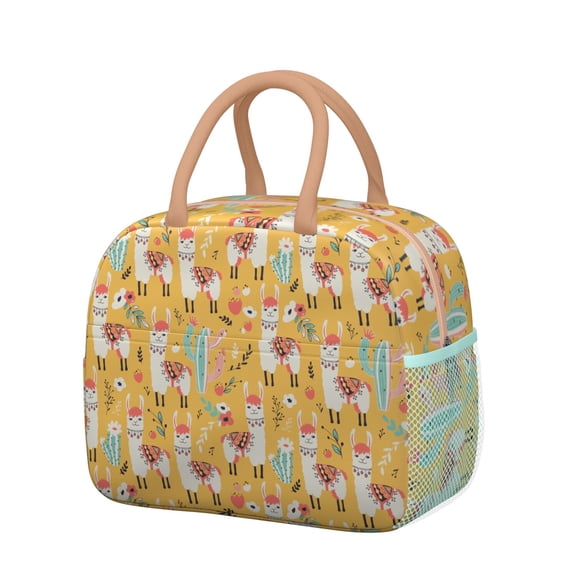 Retro Desert Succulent Lunch Box - Reusable & Insulated, Spacious Interior + Outer Storage, Watercolor Cactus Art for Women/Men on-the-go