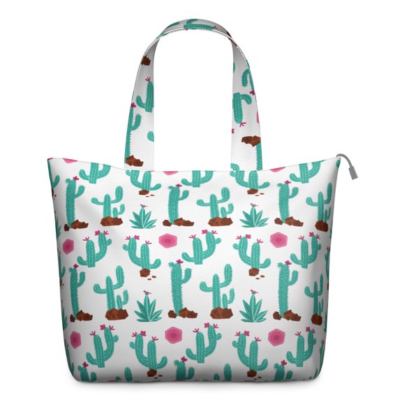 Retro Desert Succulent Travel Bag - Minimalist Botanical Cactus Print, Zippered Weekender Tote with Reinforced Handles, Airline-Friendly for Work, Gym & Overnight Trips