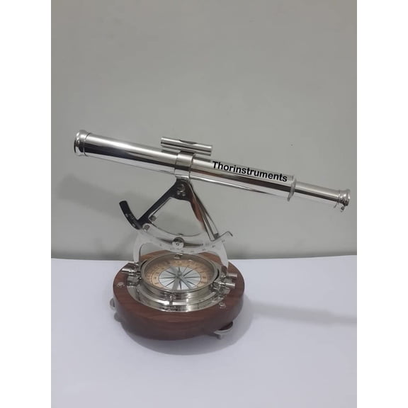 Retro Design Chrome Alidade Telescope & Compass Home Decor