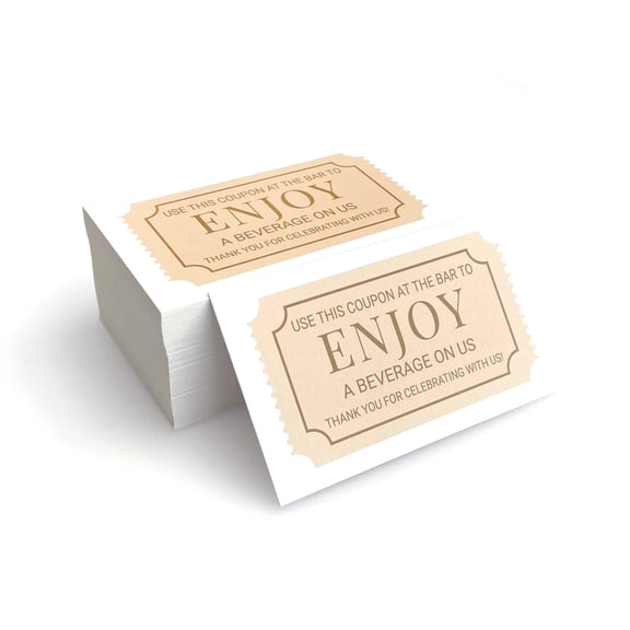 Retro Design Drink Ticket Cards 100 Pack 3.5x2 Inches