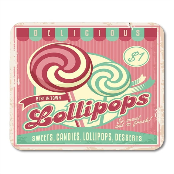 Retro Design for Candy Lollipop Vintage Promotional Unique Label Concept for Sweets Cakes and Desserts Mousepad Mouse Pad Mouse Mat 9x10 inch