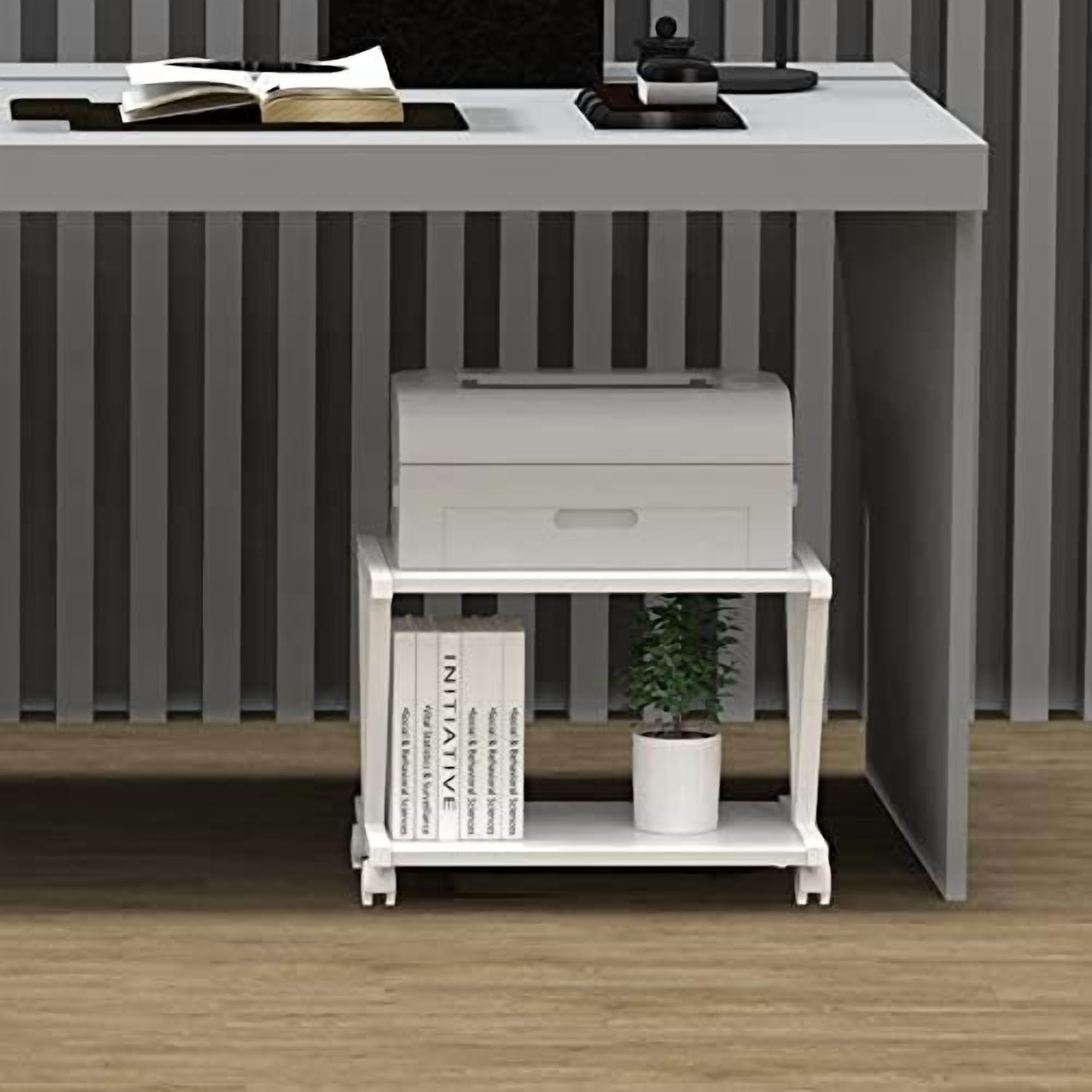 Retro Desktop Printer Stand 2 Double Tiers Wood Printer Shelf Rustic ...