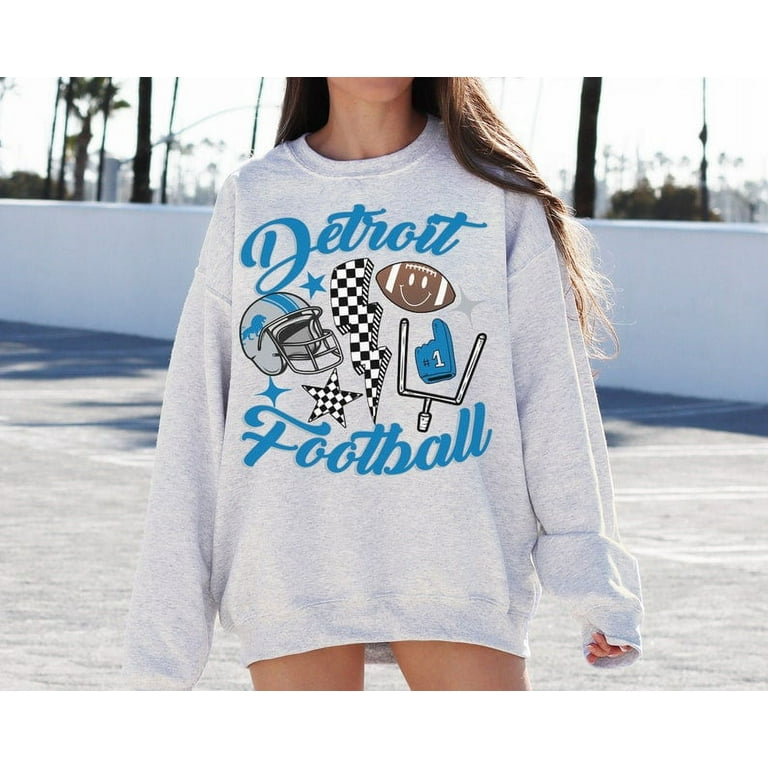 Retro Detroit Football Crewneck Sweatshirt T Shirt Lions Sweatshirt Vintage Detroit Football Sweatshirt