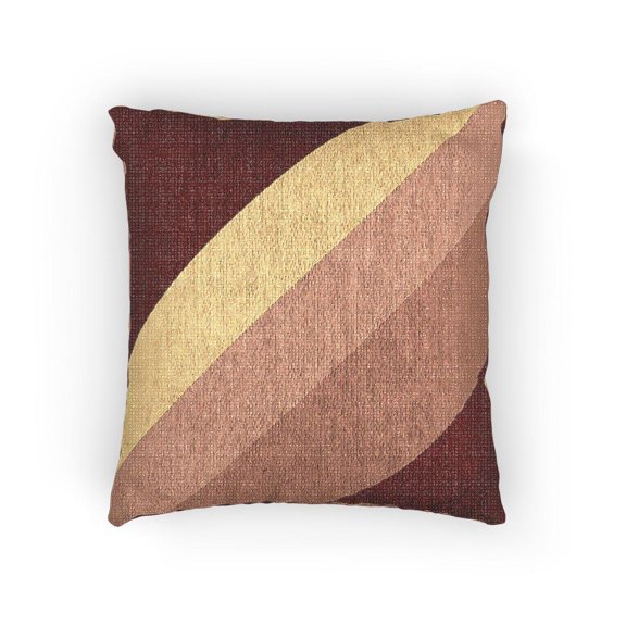 Retro Diagonal Stripe Woven Pillow, Burgundy, Mustard Yellow, Orange and Red Geometric Decor