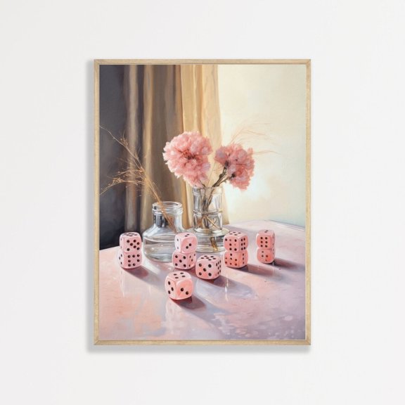 Retro Dice Wall Art Pastel Bedroom Poster