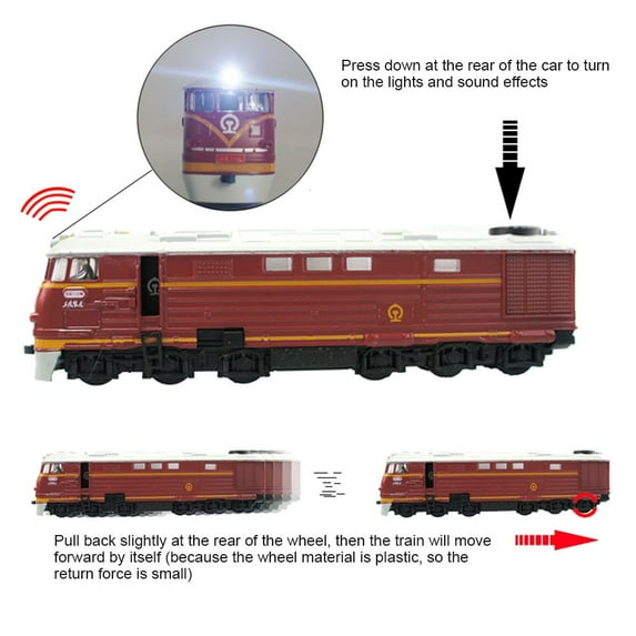 Retro Diecast Dongfeng Locomotive Train Pull Back Model with LED Sound Kids Toy