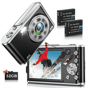 Retro Digital Camera 4K, with Dual Camera Date Stamp Autofocus 32GB TF Card 48MP Filter Effects, Portable Travel Vlogging Camera, Black