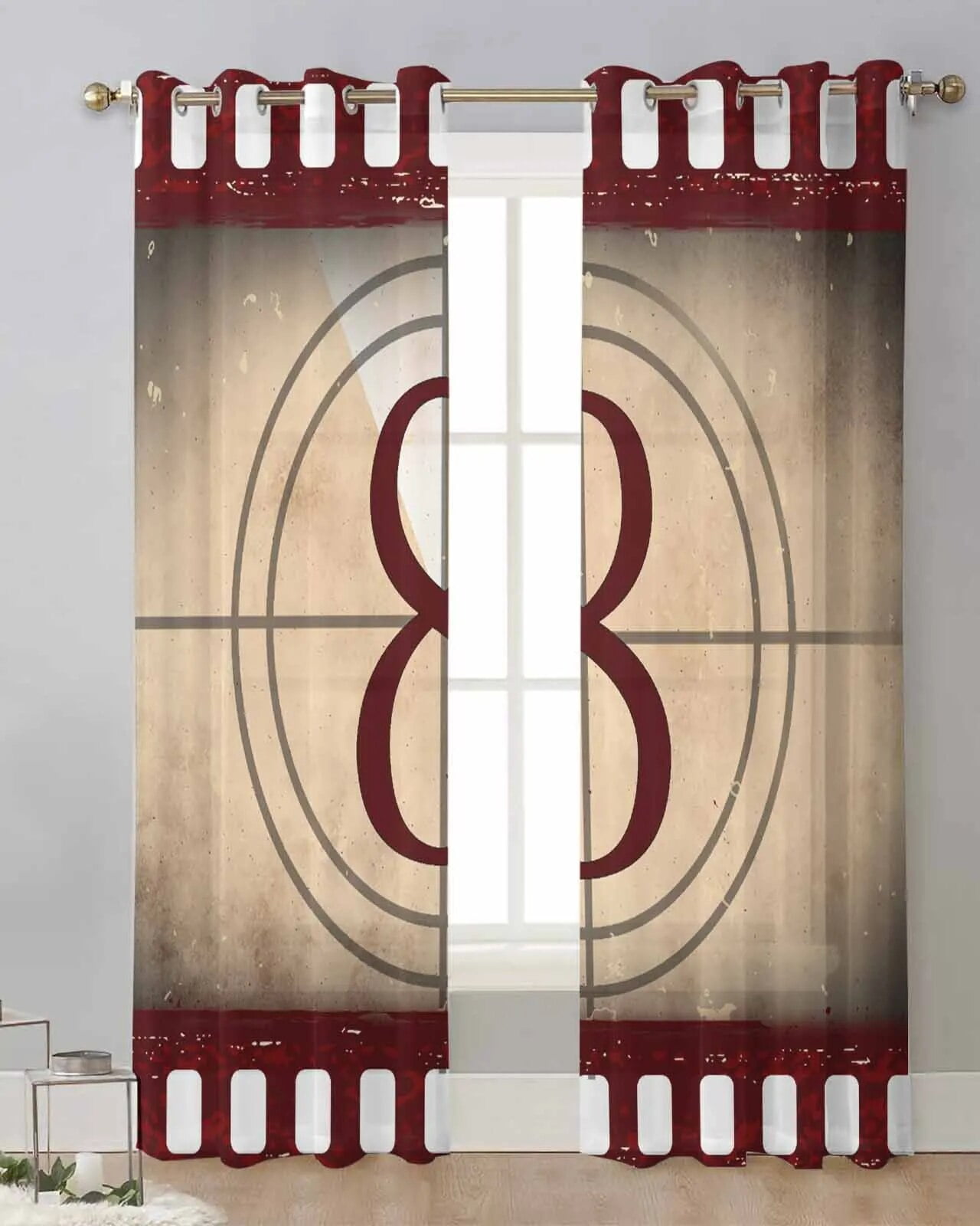 Retro Digital Movie Film Outdated Sheer Curtains For Living Room Window