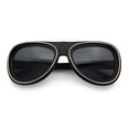 thumbnail image 1 of Retro Dimensional Metal Socket Rim Tear Drop Shape Racer Plastic Sunglasses Matte Black Gold - Black, 1 of 7
