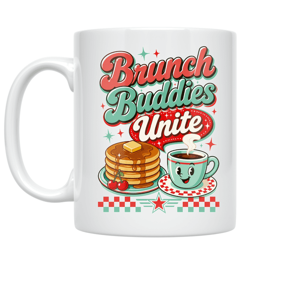 Retro Diner Brunch Design - Brunch Lovers - 11 oz Ceramic Coffee Mug