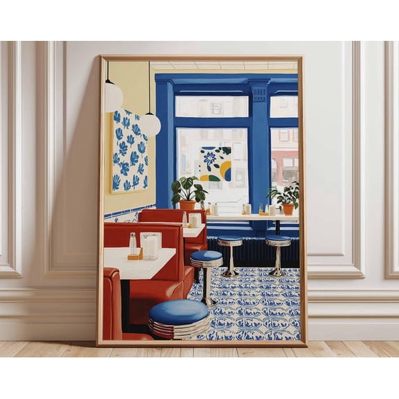 Retro Diner Cafe Restaurant Wall Art Print, Unframed Paper Poster 8x10in