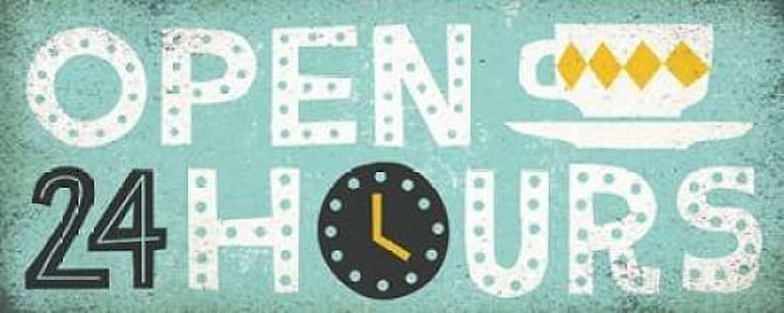 Retro Diner Open 24 Hours Panel Canvas Art - Michael Mullan (24 x 48)