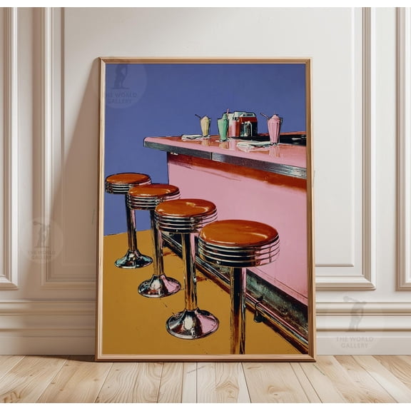 Retro Diner Poster Counter Wall Art Milkshake Bar Print 1