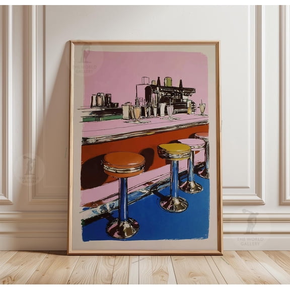 Retro Diner Poster Counter Wall Art Milkshake Bar Print