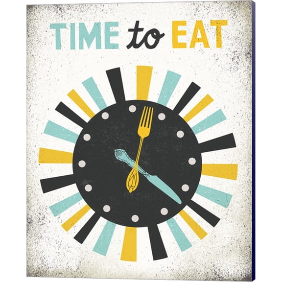 Retro Diner Time to Eat Clock by Michael Mullan, Canvas Wall Art, 16W x 20H