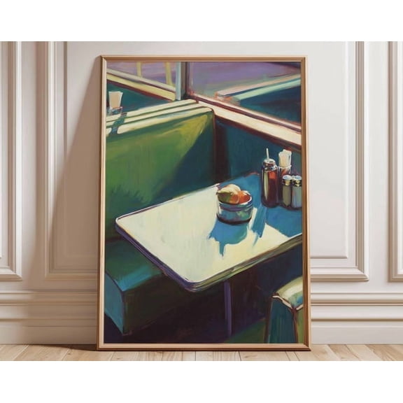Retro Diner Vintage American Cafe Mid Century Modern Classic Booth Style Wall Art Print, Unframed Paper Poster 11x14in