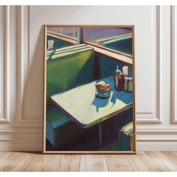 Retro Diner Wall Art Mid Century Modern Cafe Booth Poster