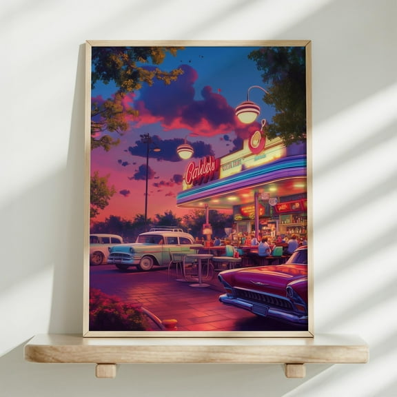 Retro Diner Wall Art, Vintage Kitchen Decor Print, 1950S Americana Poster, Fun Diner Vibes, Retro Art Print, Retro Decor, Wall Art Home Decor #1524, 8x12 UNFRAMED