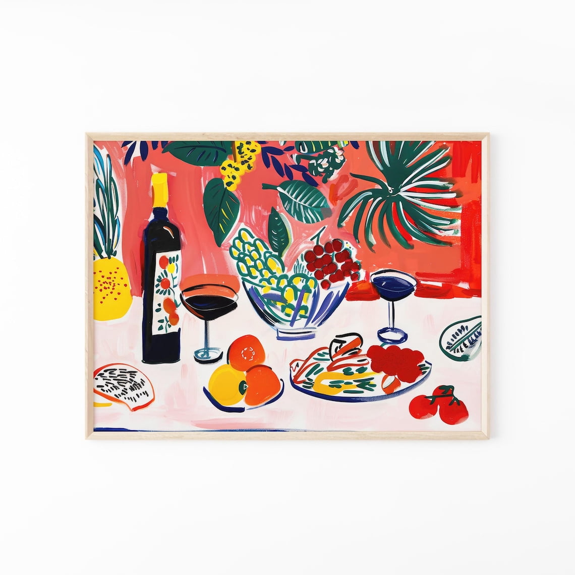 Retro Dinner Table Food Wall Art Print, Vintage Food Illustration ...