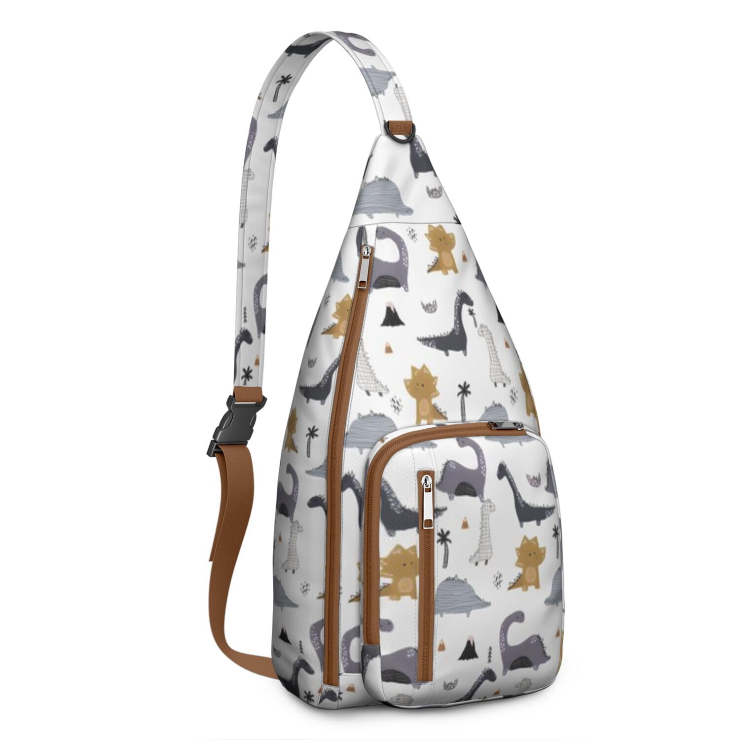 Retro Dinosaur Print Sling Backpack – Lightweight Crossbody Bag for Hiking, Travel & Daily Adventures