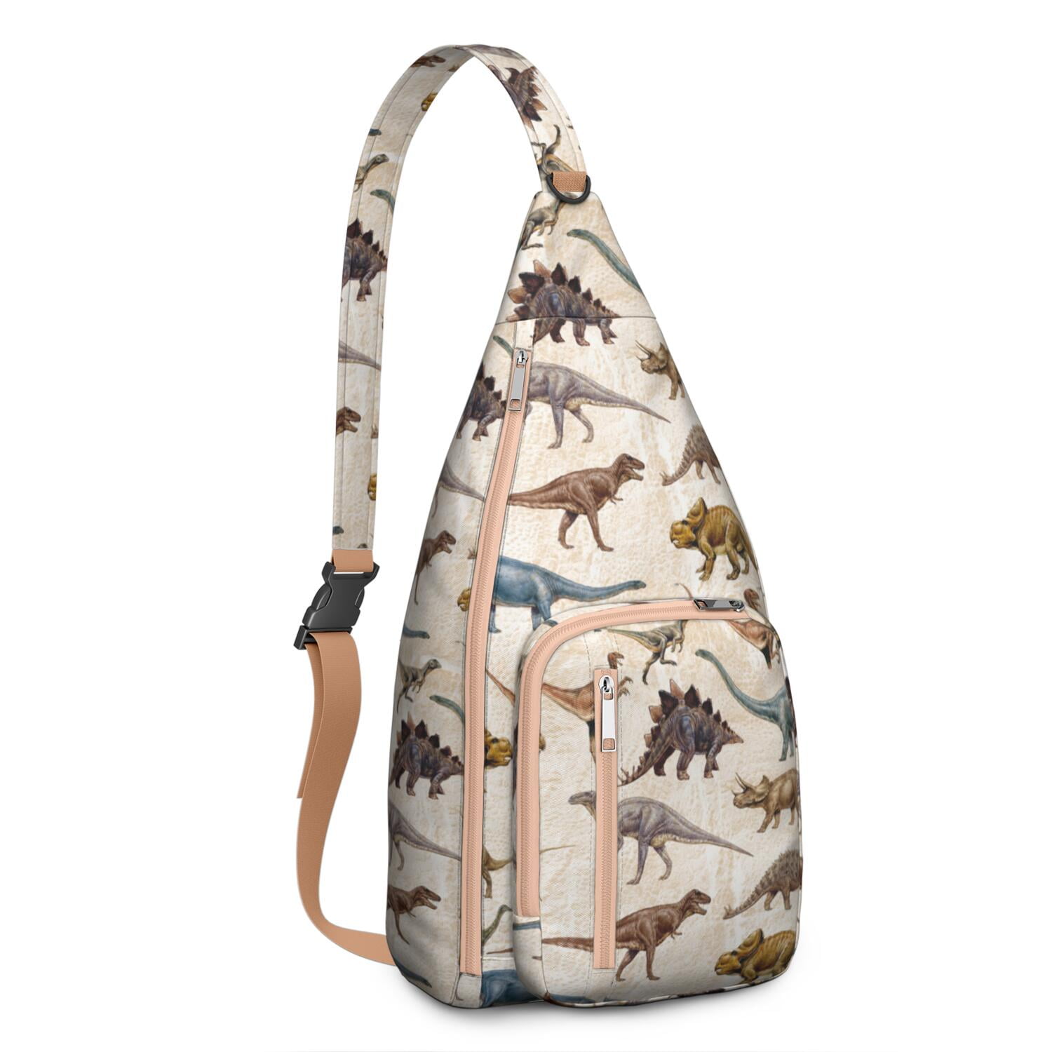 Retro Dinosaur Print Sling Backpack – Lightweight Crossbody Bag for Hiking, Travel & Daily Adventures