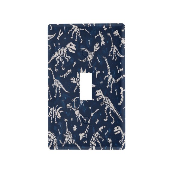 Retro Dinosaur Skeleton Pattern Decorative Wall Plate, Flame Retardant PC Plastic Light Switch & Outlet Cover with Mounting Screws Fits Toggle Switch