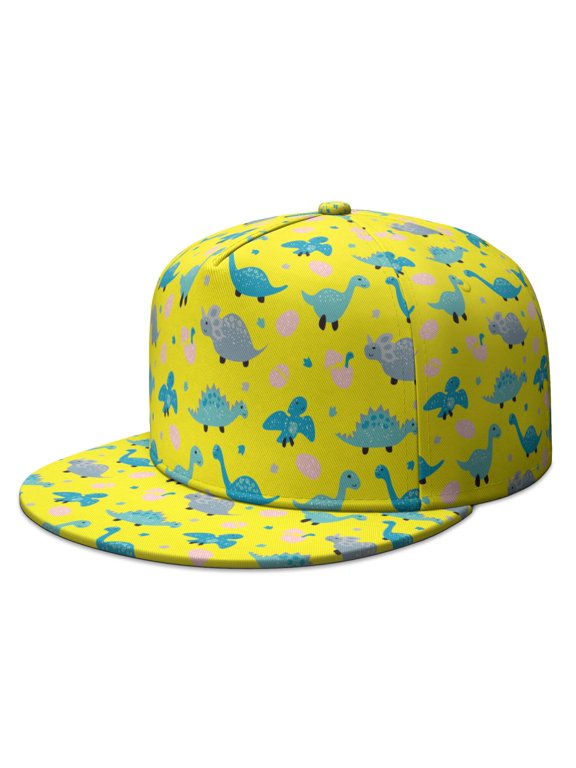 Retro Dinosaur Snapback Cap - Bold Roaring Dino Flat Visor Hat with Breathable Eyelets, Urban Style